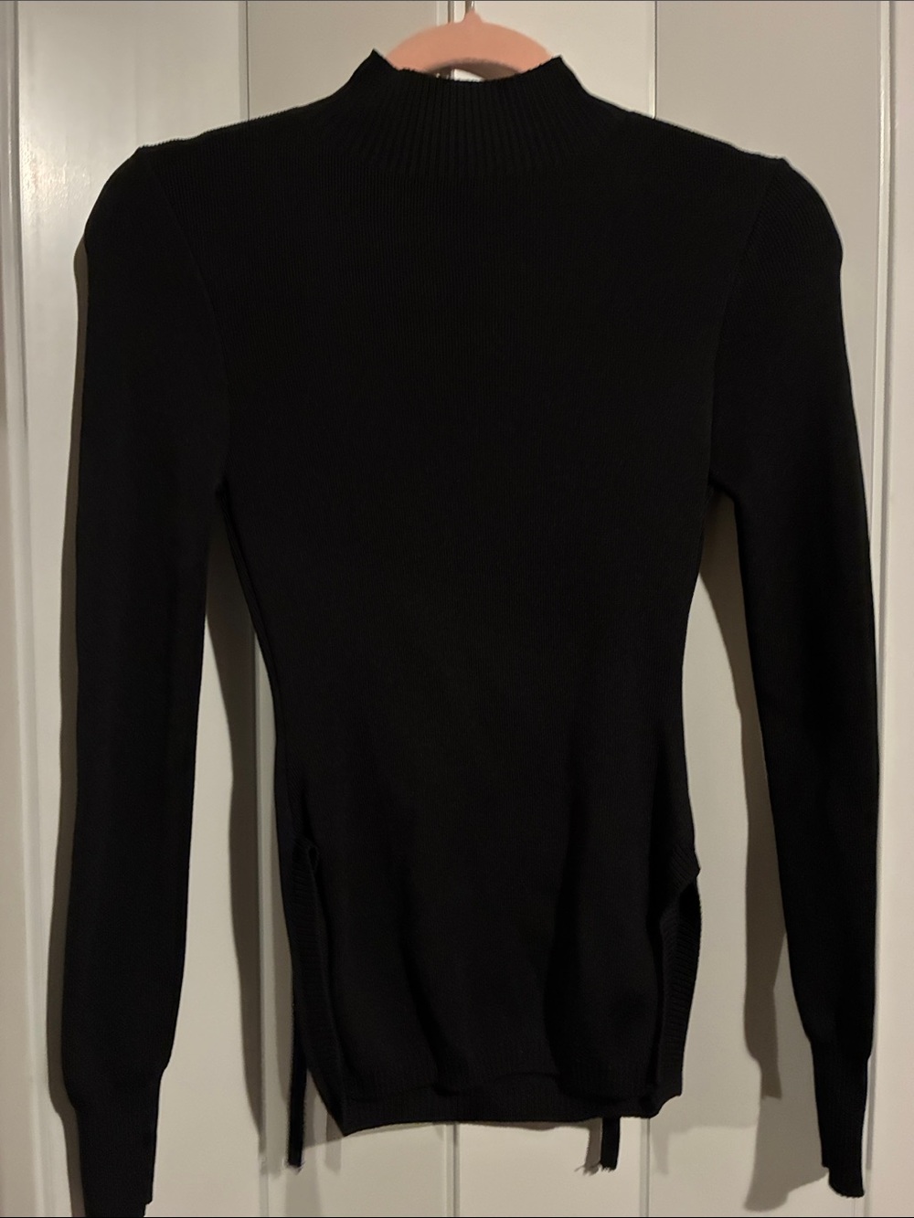 Forever 21 Black Ribbed Mock Neck Long Sleeve Top